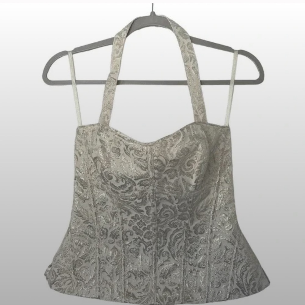 White House Black Market Mettalic Corset Top